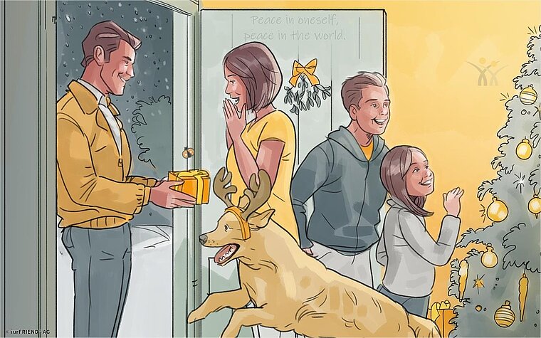 Mann Frau Kinder Hund Geschenk Weihnachtsbaum iurFRIEND® AG